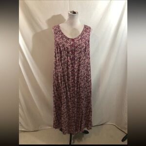 Just My Size Fuchsia Sleeveless Floral Button Up Dress - Womens 22W, Bust 22.5”